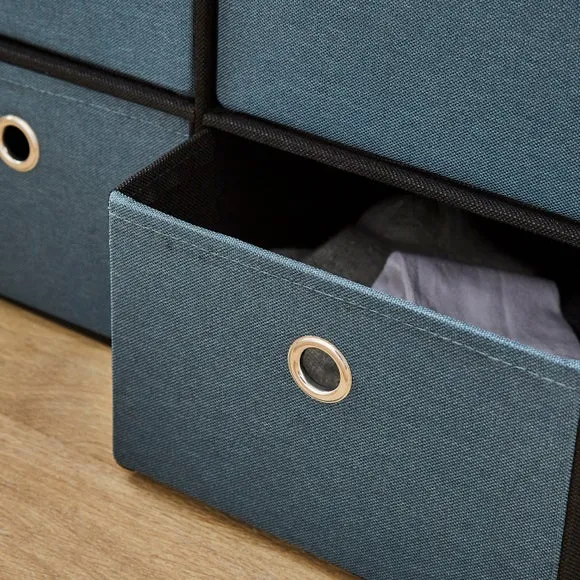 6 Drawer Faux Linen Foldable Ottoman 2