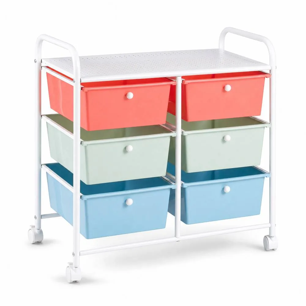 Costway 6-Drawer Rolling Cart Storage Cart w/4 Universal Wheels 1