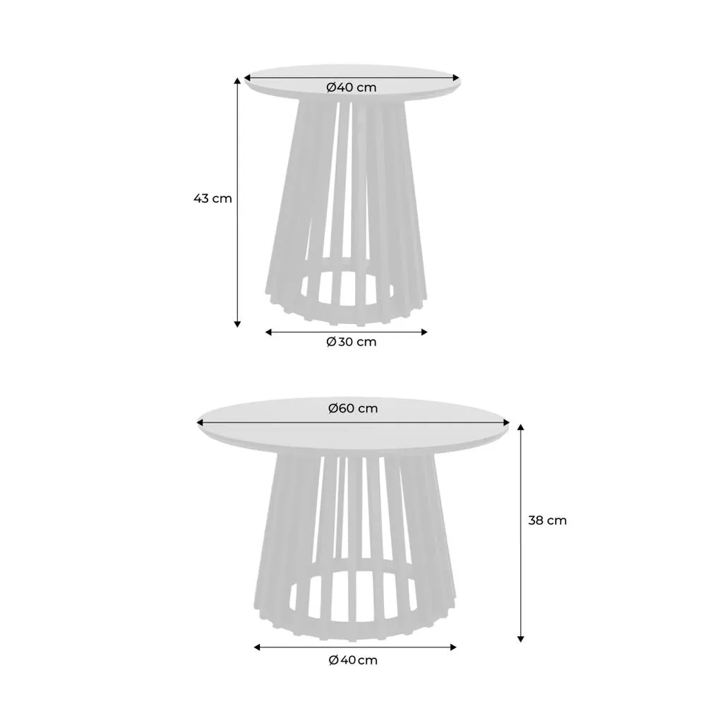 sweeek Pair Of Round Wooden-effect Coffee Tables 40cm & 60cm in Black 5