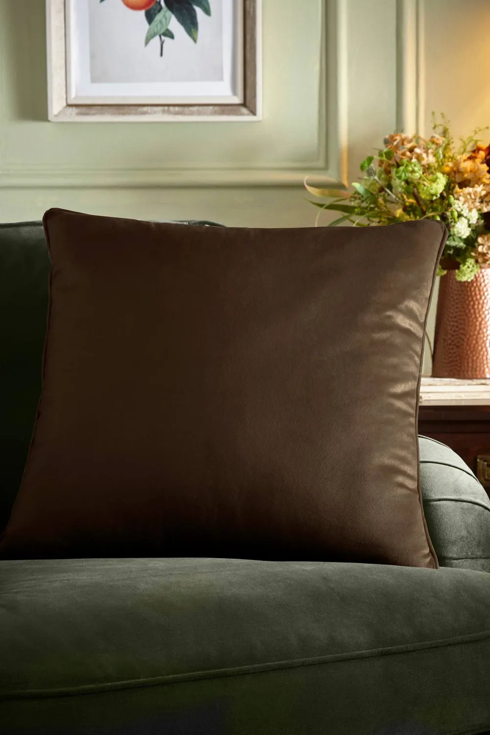 Appletree 'Harlan' Velvet Filled Cushion in Chocolate