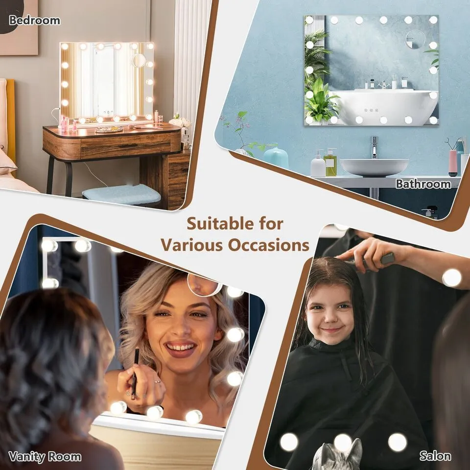 Costway 2 in 1 Tabletop&Wall Mounted Makeup Mirror Vanity Mirror w/18 LED Lights in White 5