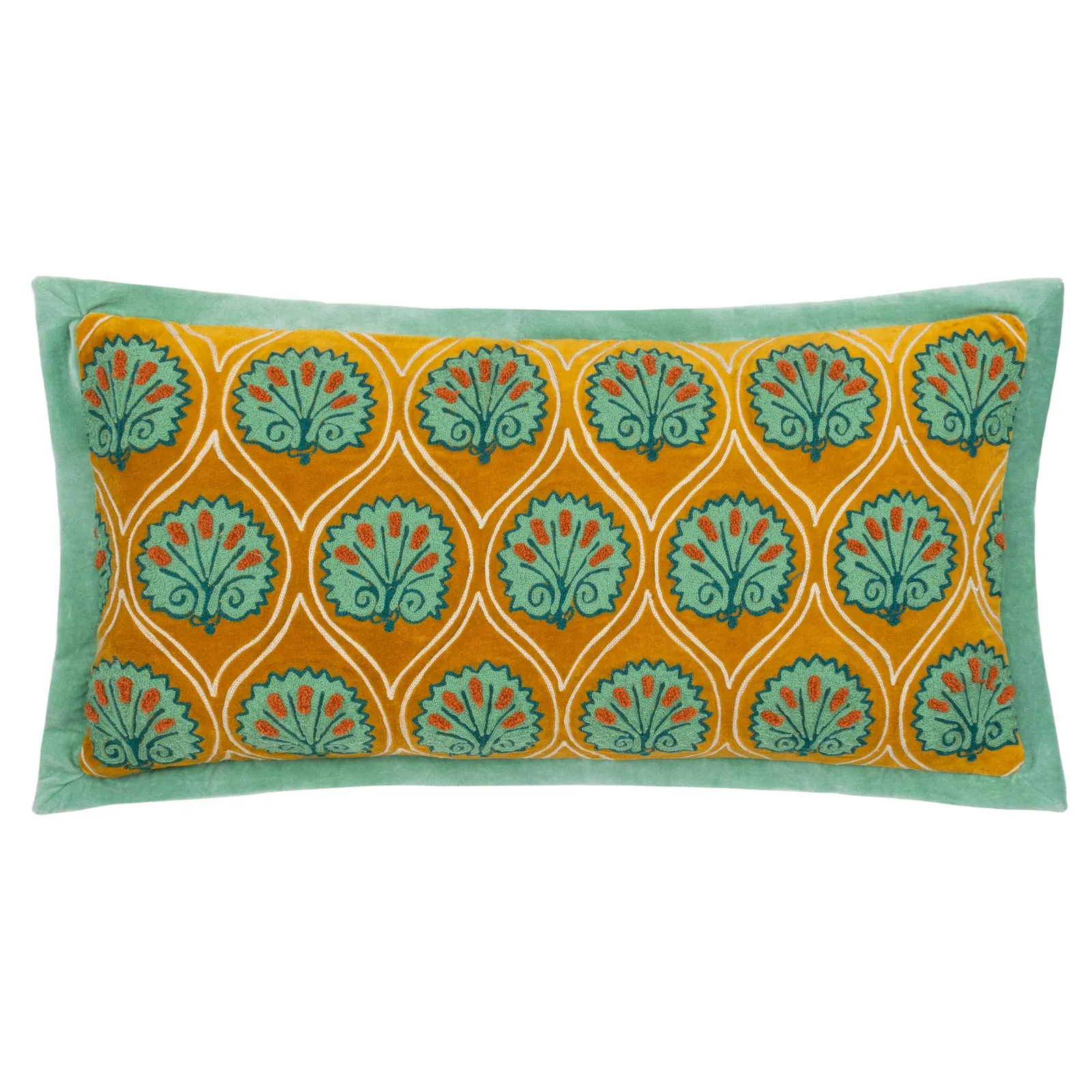 Paoletti Casa Abstract Embroidered Cushion in Yellow 2