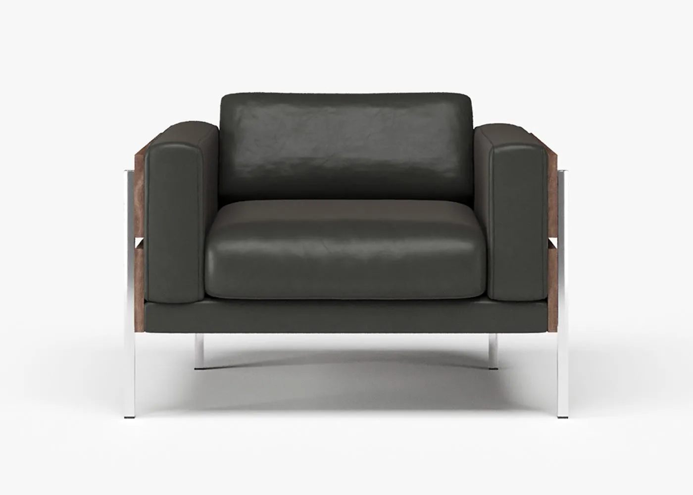 Case Forum Lounge Chair Walnut Leather Black 1