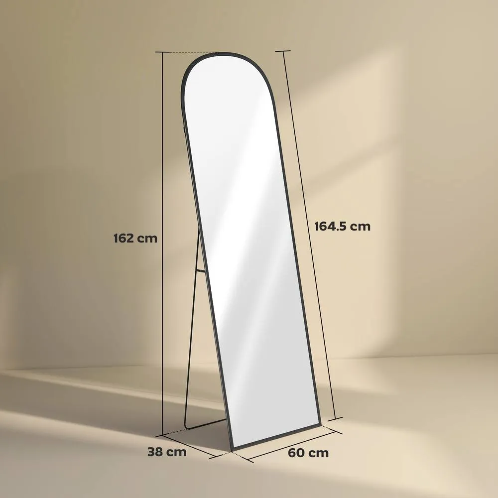 HOMCOM Full Length Mirror with Aluminium Alloy Frame Hanging or Leaning in Black 3
