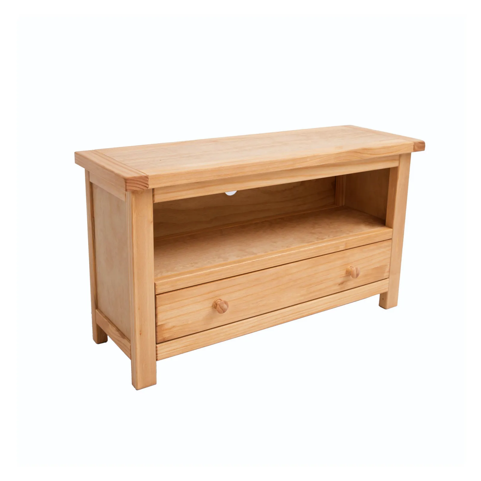 Cabinet Bits Lugo Waxed 1 Drawer TV Cabinet Wood Knob in Light Brown 3