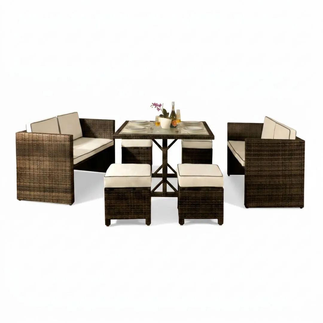Comfy Living Ltd 7 Piece Rattan Garden Furniture Set in Brown 2