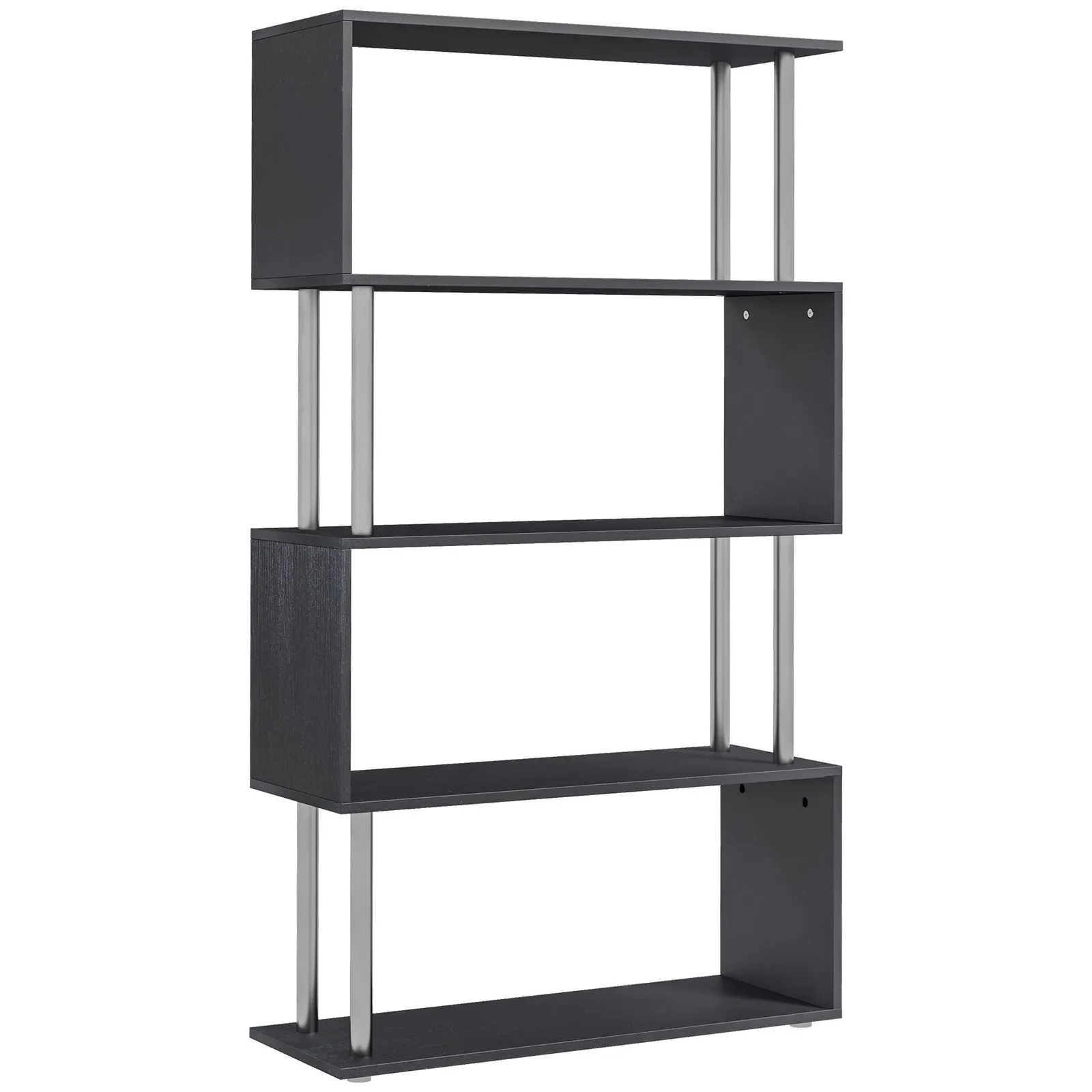 HOMCOM Wooden Storage Display Unit Bookshelf Bookcase Dividers S Shaped in Black 2