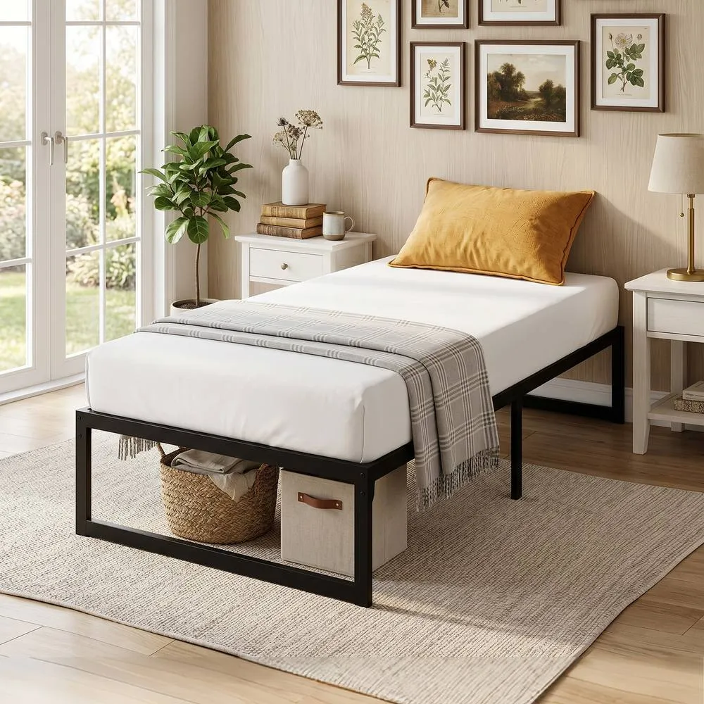 HOMCOM 3ft Single Bed Frame with Underbed Storage, Noise-Free, Black