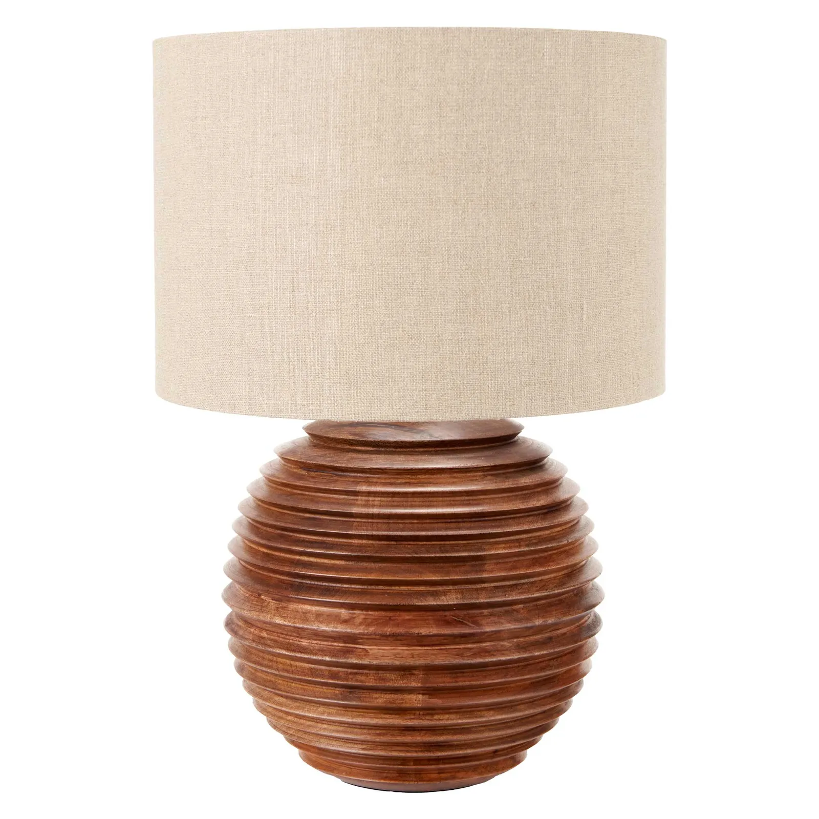 Round Turned Wood Table Lamp, Brown | Barker & Stonehouse