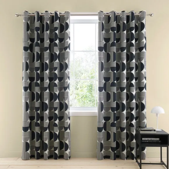 Bromley Modern Geo Eyelet Curtains 2
