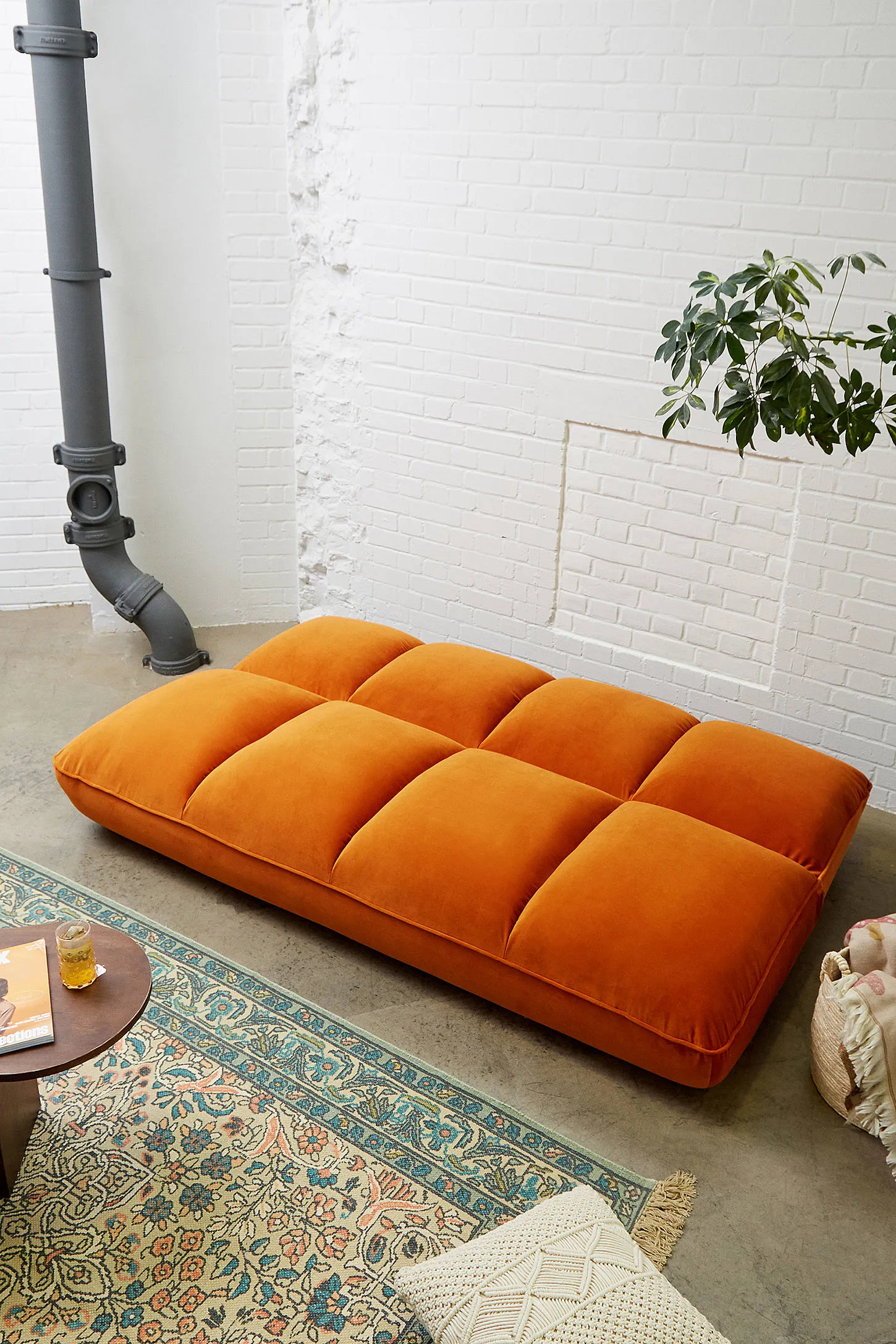 Theo Orange Velvet XL Sofa Bed - Orange 5