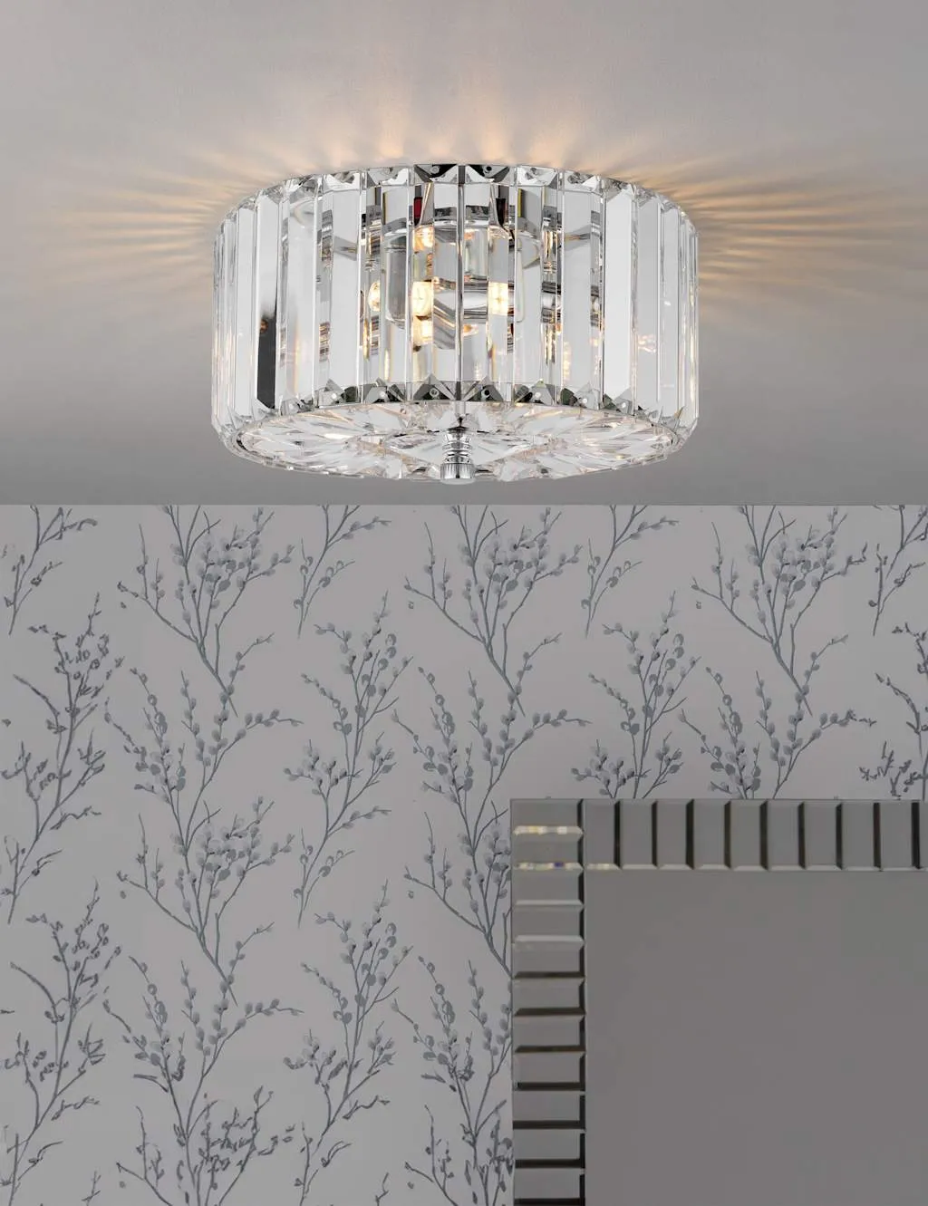 Laura Ashley Fernhurst Crystal Flush Ceiling Light Silver