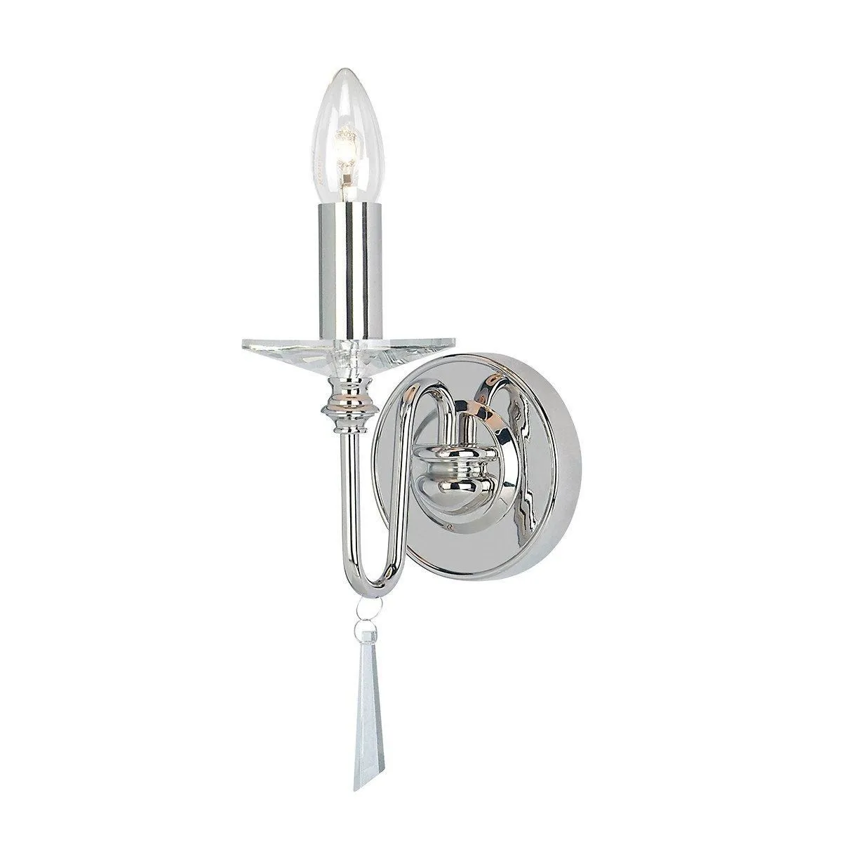 Netlighting Finsbury Park 1 Light Indoor Candle Wall Light Polished Nickel Shade Not Included E14 in Grey