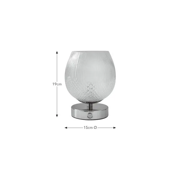 Cassia Pressed Glass Rechargeable Touch Dimmable Table Lamp 6