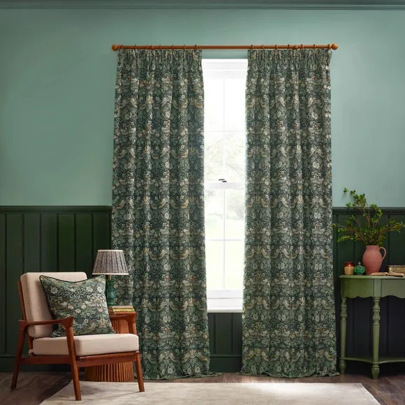 Morris & Co. Strawberry Thief Jacquard Pencil Pleat Curtains 2