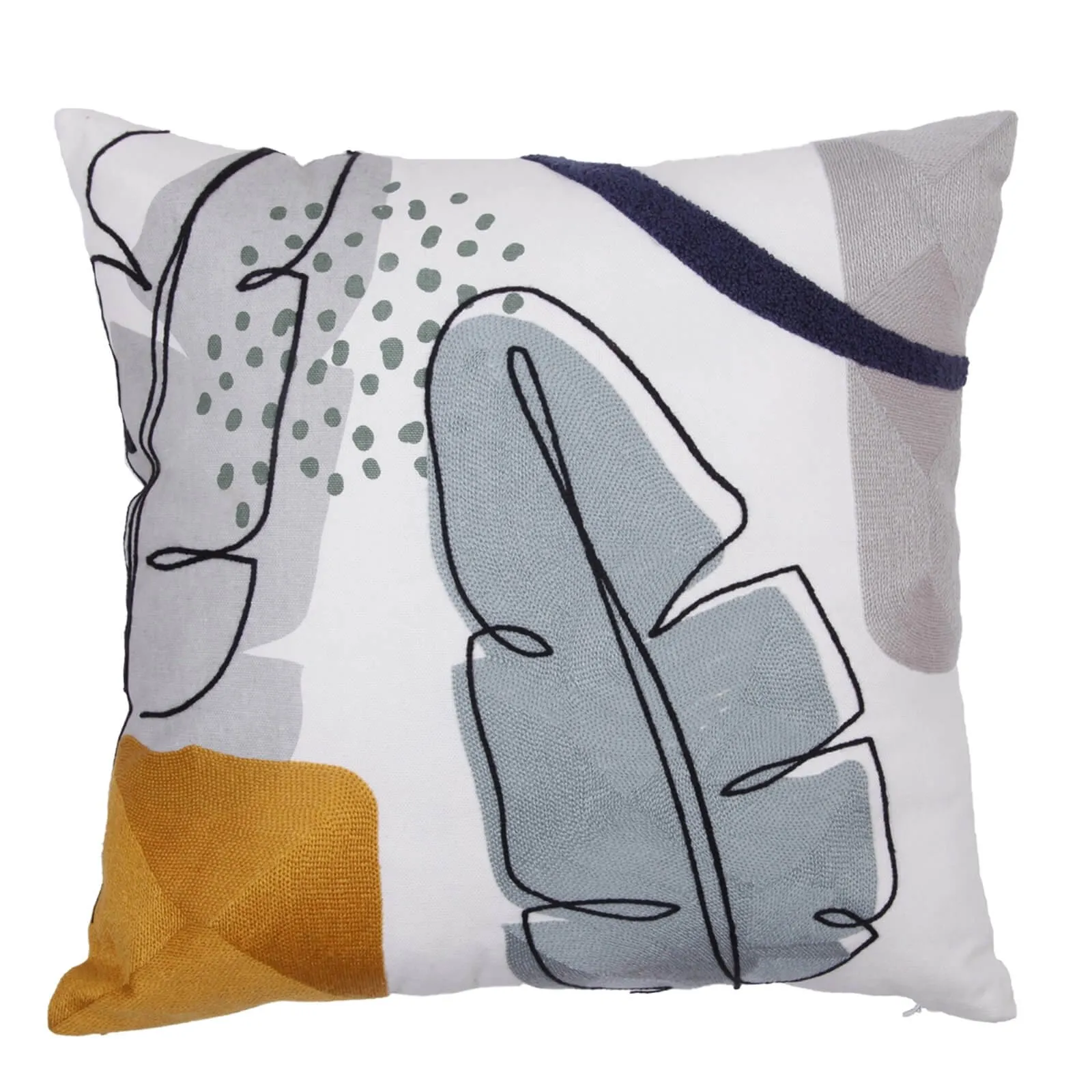 Abstract Leaf Cushion - Sky Blue