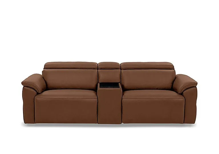 Dolomite 3 Seater Leather Power Recliner Sofa with Power Headrests and Console - Montana Butterscotch