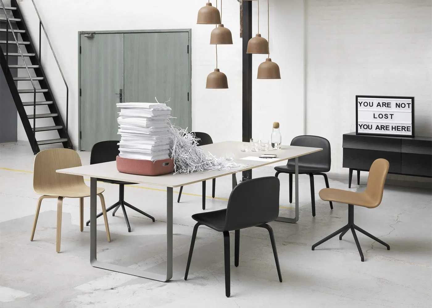 Muuto 70/70 Table 170 x 85cm in White with Black Legs 3
