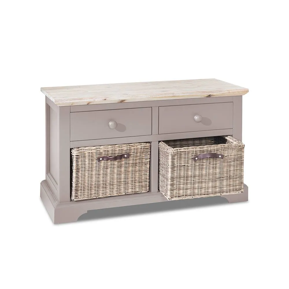 Statement Furniture Florence Storage Bench with 2 Drawers & 2 Baskets in Taupe 4