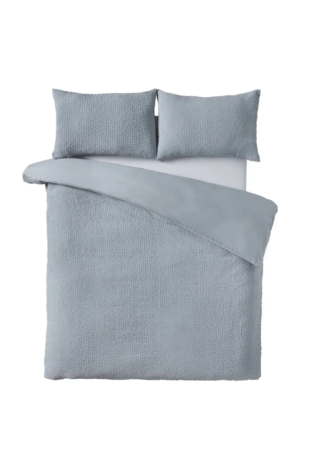 Catherine Lansfield Crinkle Seersucker Duvet Cover Set in Blue 4