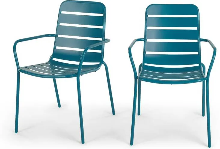 Tice Set of 2 Garden Dining Chairs, Teal
