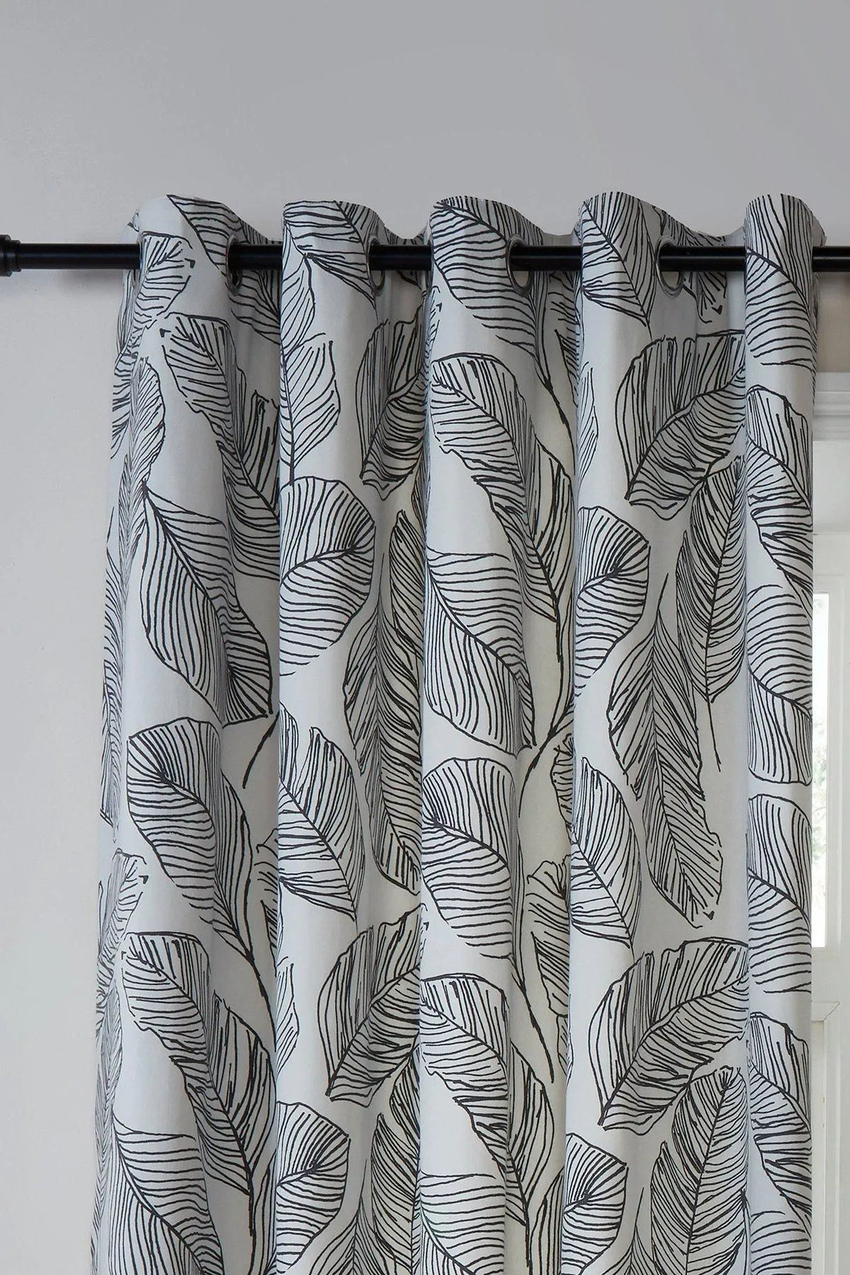 Fusion 'Matteo' 100% Cotton Light Filtering Pair of Eyelet Curtains in Black 2