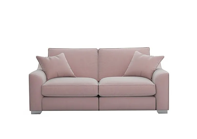 Isobel 3 Seater Fabric Fibre Fill Sofa - Cotton Candy with Chrome Feet
