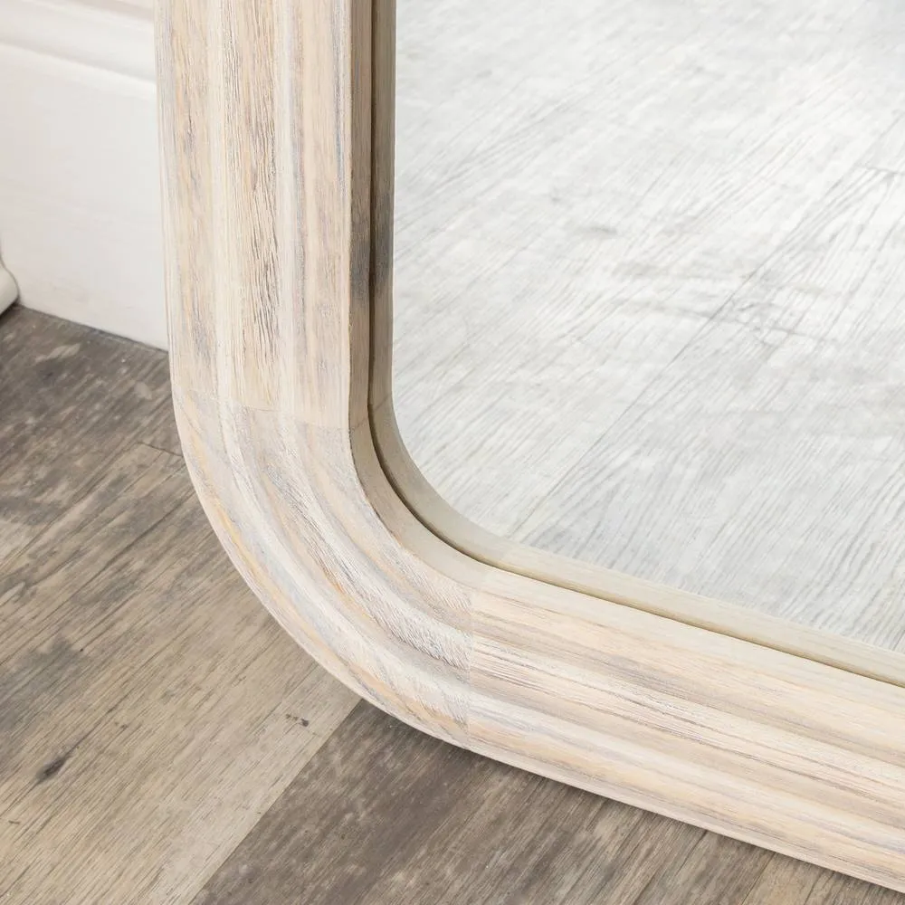 Melody Maison Light Wooden Arched Tall Wall & Leaner Mirror - 142cm X 47cm in Light Brown 6