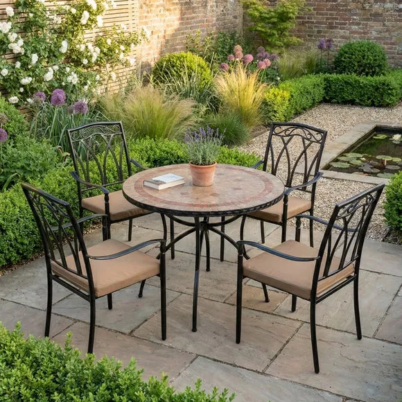 Riverside 91cm Patio Table Set with 4 Austin Chairs