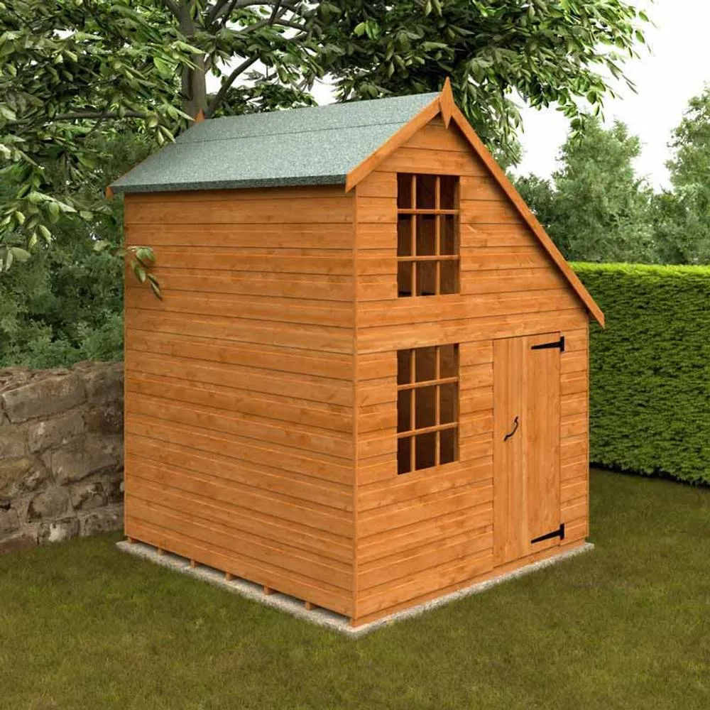 Buttercup Farm 6 x 6 Feet Clubhouse 12mm Shed - Solid Wood/Softwood/Pine in Burnt Orange 2