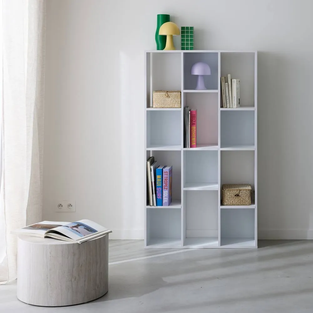 sweeek 3-shelf Bookshelf With 12 Compartments in White 4