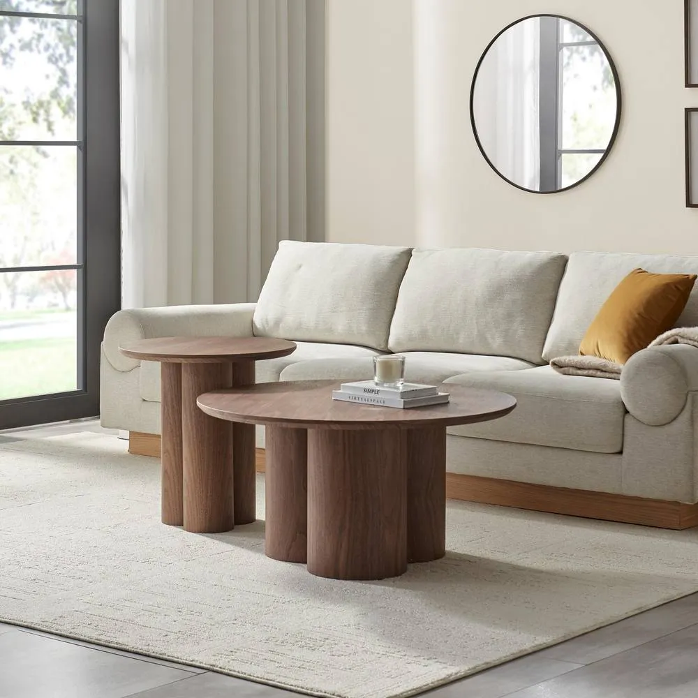 FurnitureboxUK Sutton Round Walnut Veneer Wood Coffee Table 4
