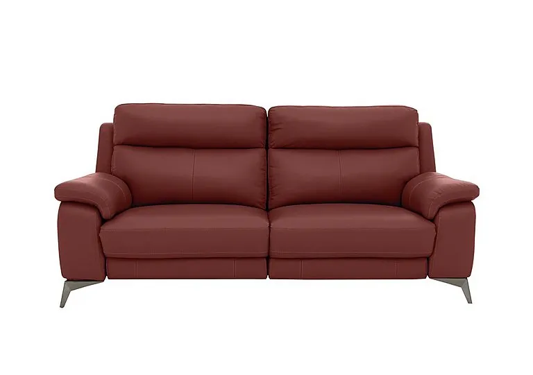 Missouri 3 Seater Leather Recliner Sofa with Power Headrest - BV Deep Red