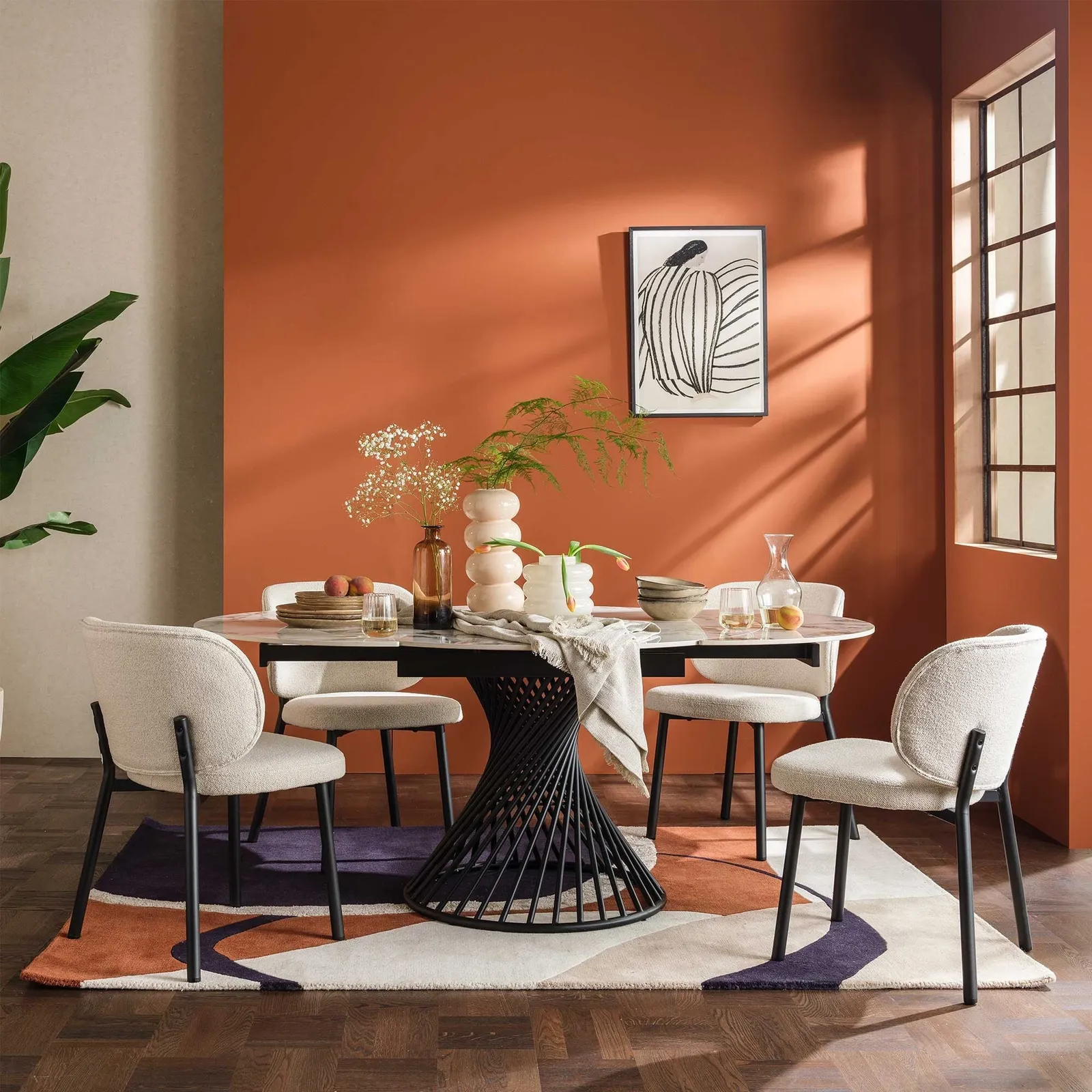 Mendal 120Cm Extending Dining Table, Round, White Ceramic | Barker & Stonehouse 2