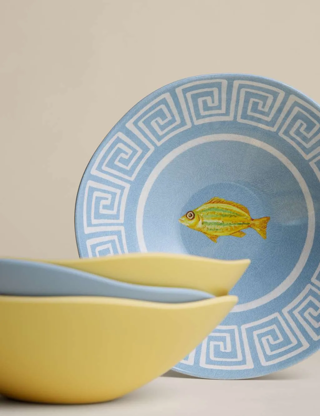 M&S Set of 4 Coastal Picnic Cereal Bowls Multi