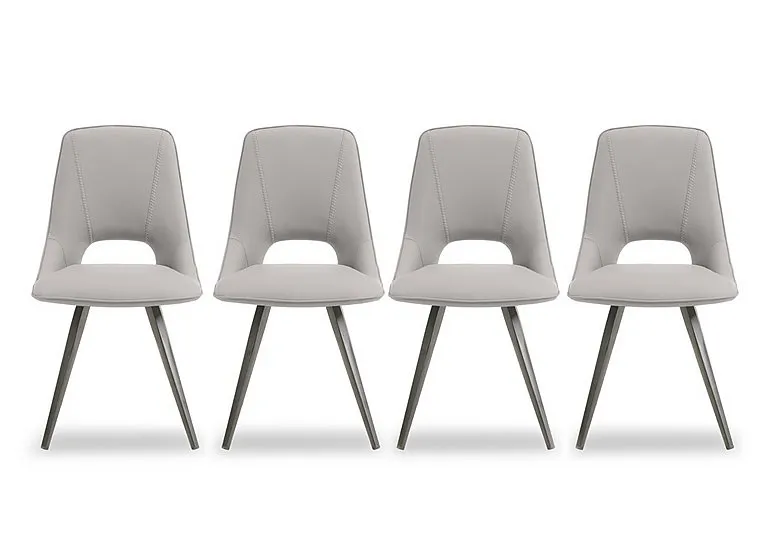 Matera Set of 4 Faux Leather Dining Chairs with Taupe Legs