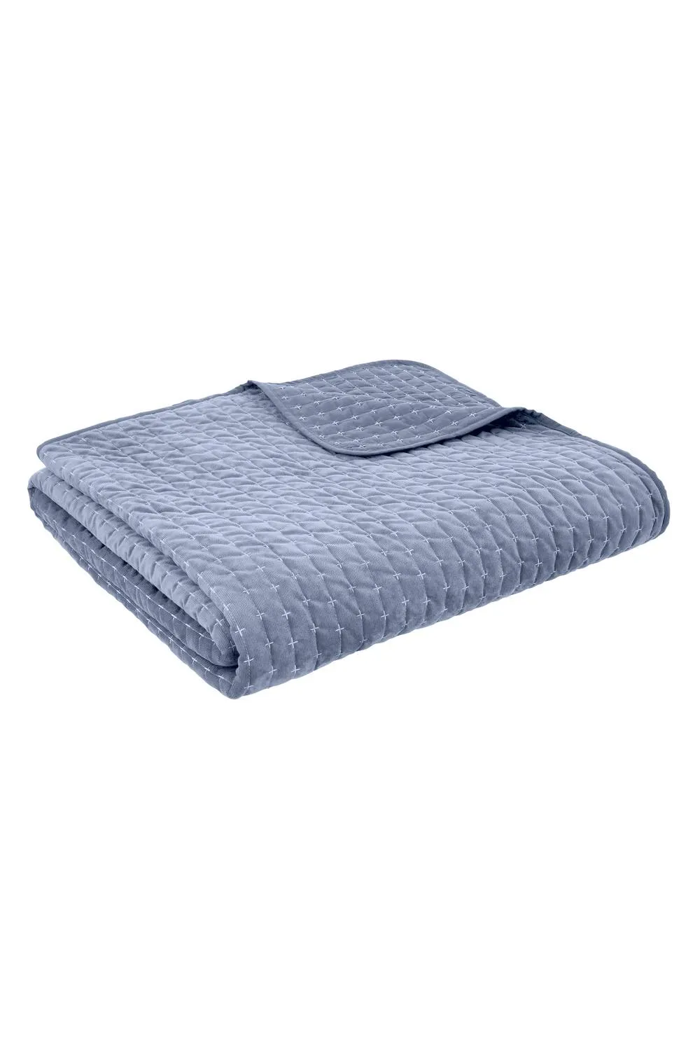 Bianca 'Attica Velvet' Embroidered Bedspread in Blue 3
