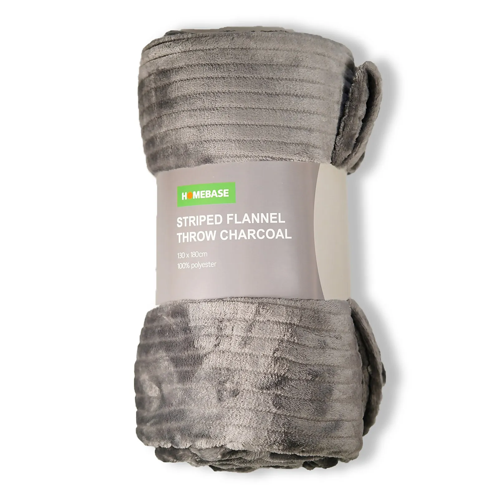 Striped Fleece Throw - Charcoal - 130x180cm