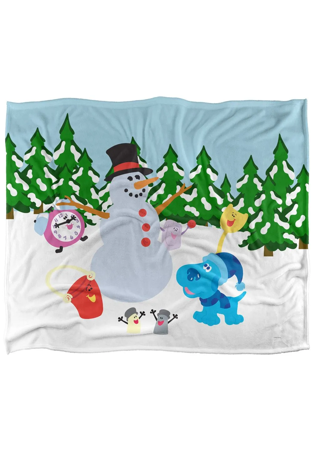 Blues Clues Blue Snowman Winter Landscape Silky Touch Super Soft Throw Blanket 152 X 127 cm in White