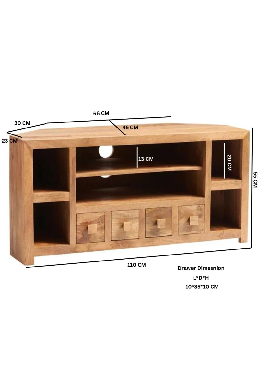 IH Design Duvid Light Mango Corner TV Unit in Brown 5