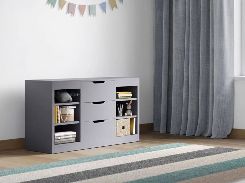 Flair Charlie Drawer Unit with Shelves & 3 Drawers in Grey 4