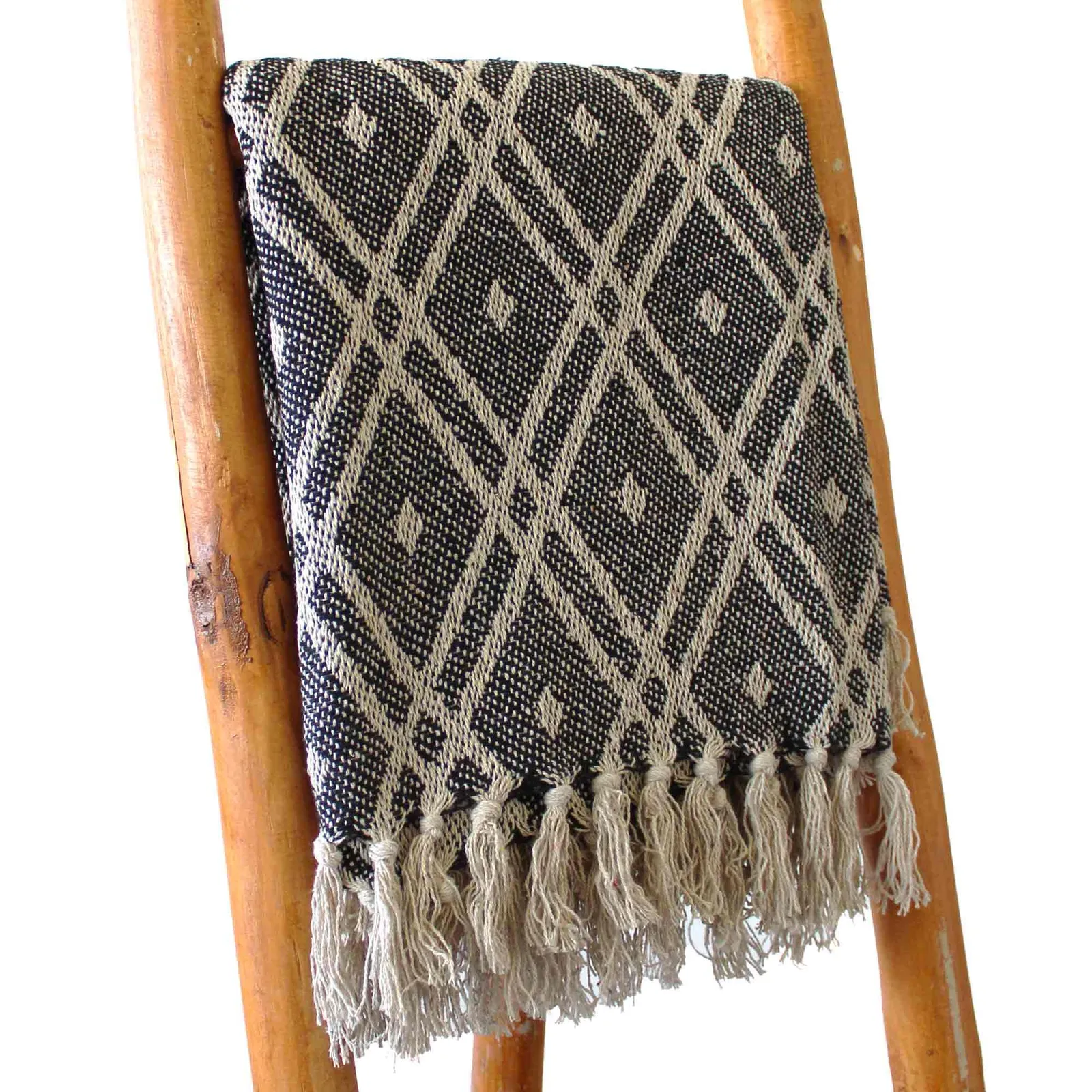 KDMD Boho Comfort Throws - 125x150cm - Black & Biege Regency