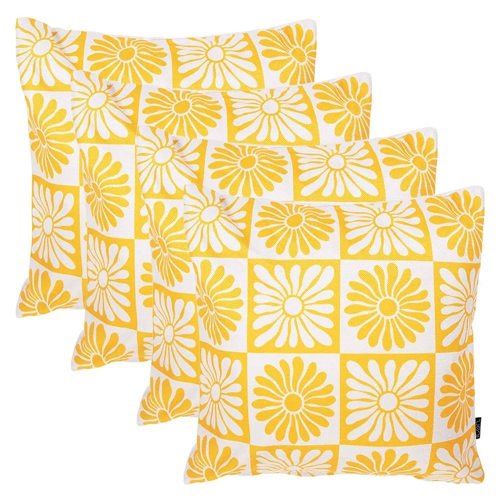 icon 4 Pack Cushion 43x43 Kyoto Fabric, Summer Flower in Yellow