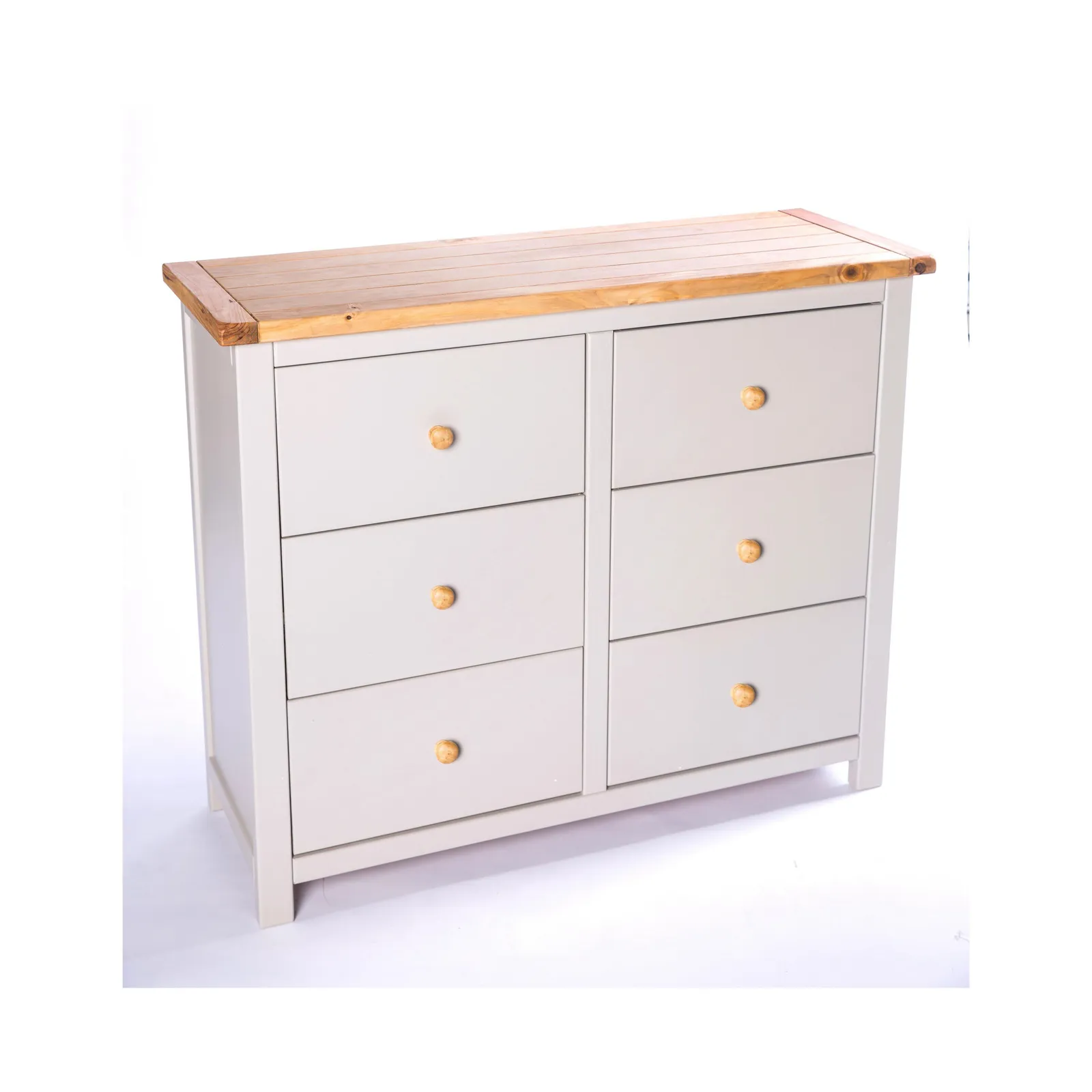 Cabinet Bits Argenta 6 Drawer Chest of Drawers Wood Knob in Light Grey 3