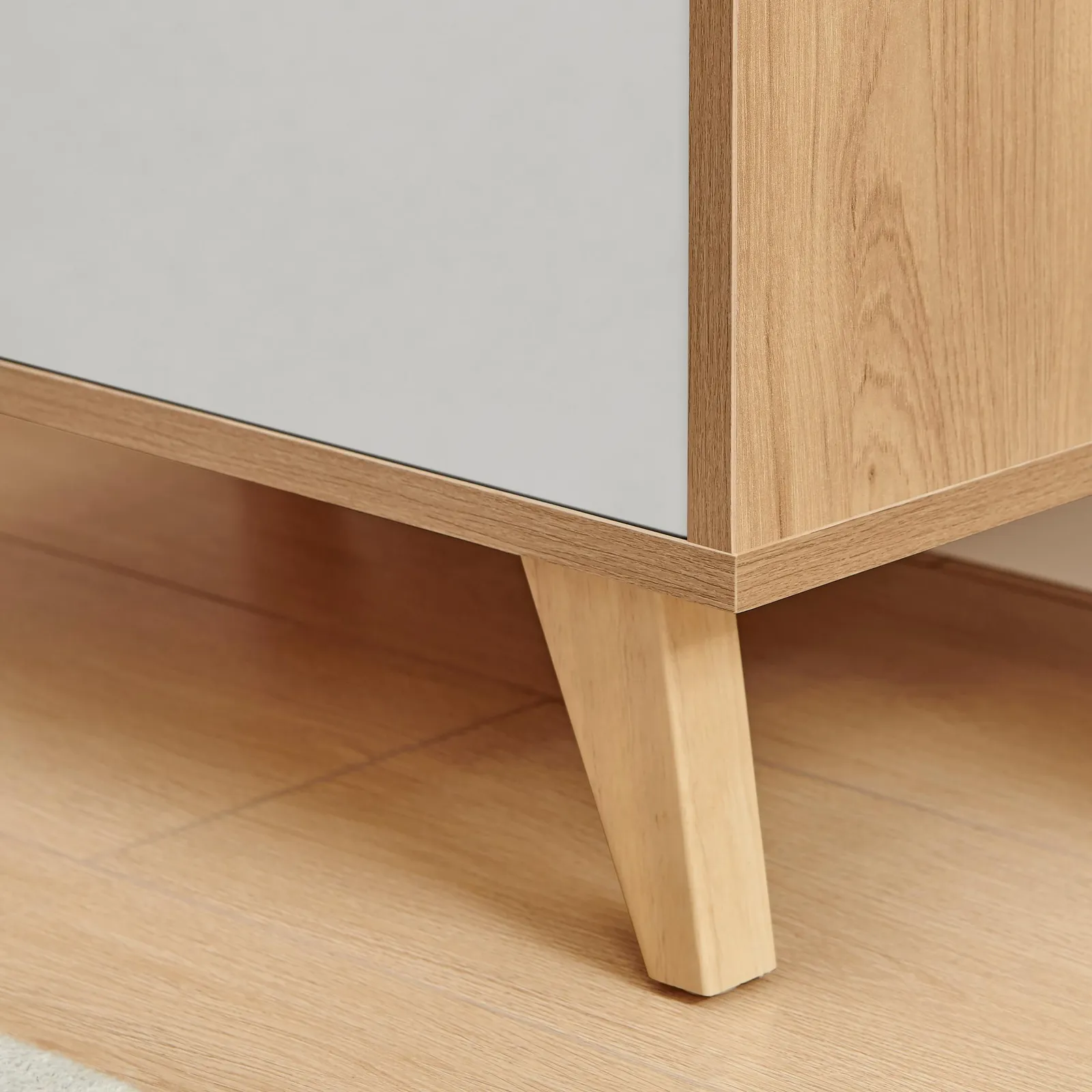 FurnitureboxUK Bisset Off-White & Wood Effect Chest of 5 Drawers 6