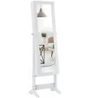 Costway Mirrored Jewelry Armoire Standing Jewelry Cabinet w/ Full-Length Mirror in White 6