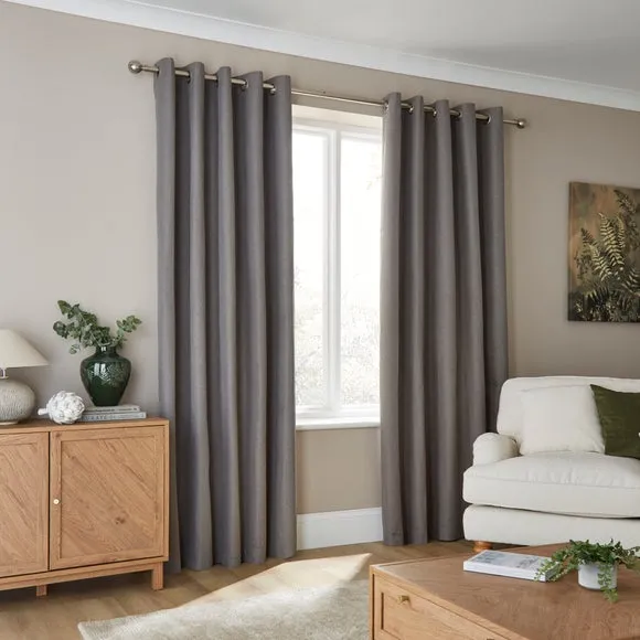 Rotterdam Herringbone Blackout Eyelet Curtains 2