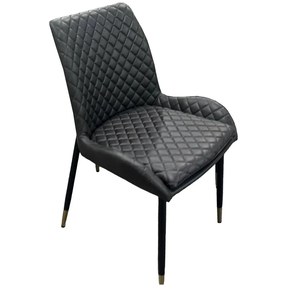 IH Design Leather Steel Legs Dining Chairs Grey (Set of 2) in Dark Grey 3
