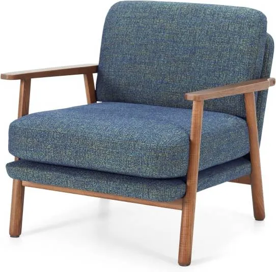 Lars Accent Chair, Revival Blue and Walnut Stain 