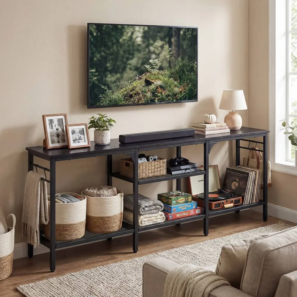 Costway Industrial Entertainment Center TV Stand for 65" TVs in Black 4